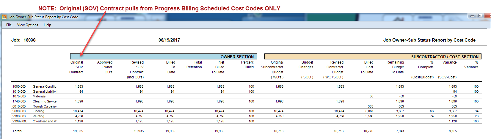 13-04-03 - Job Owner-Sub-Cost Status Report by Cost Code